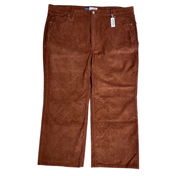 Old Navy Sky-Hi Rise Corduroy Pants Womens 48"X34" Burnt Orange Wide Leg Stretch - Picture 2 of 15